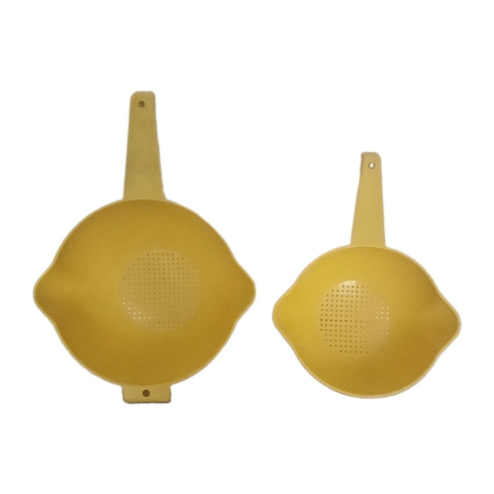 Vintage Tupperware Yellow Colanders Strainers #1200 - 1 Qt | #1523 - 2 Qt